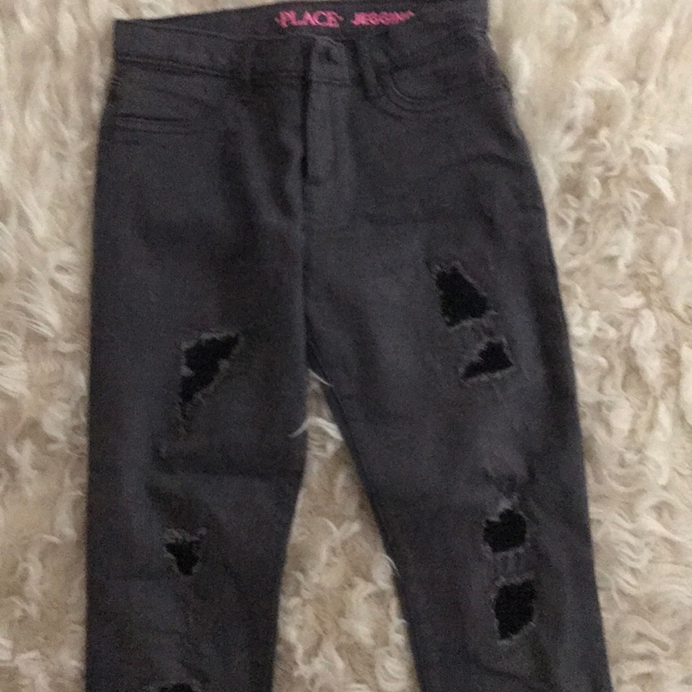 Gray ripped jeans